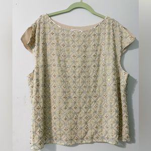 Talbots Cream Patterned Blouse